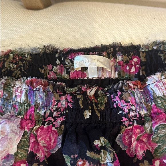 LoveshackFancy Floral Black and Pink Women's ruffle mini skirt size P (XS) - Picture 2 of 4